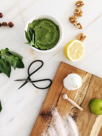 Walnut and basil vegan pesto