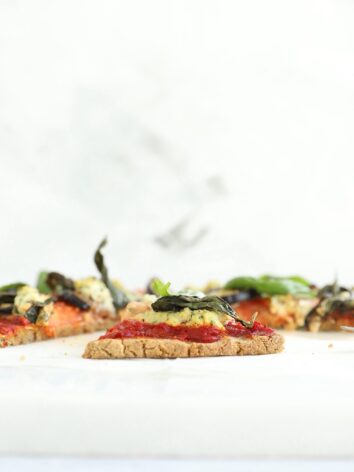 Quinoa flour pizza crust with tofu ricotta