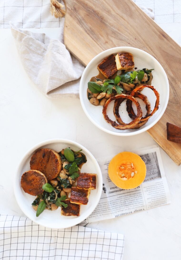 Miso glazed butternut squash and tofu