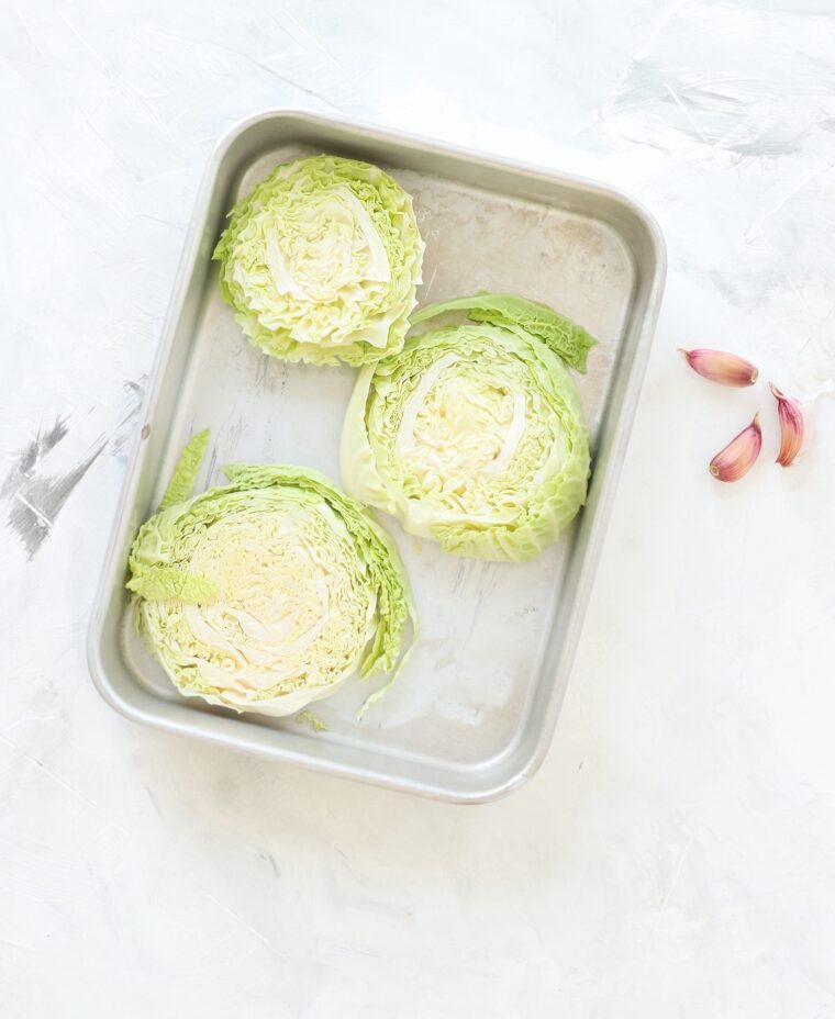 New savoy cabbage steaks recipe with a vegan cilantro pesto